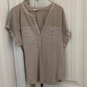 Lucky Brand Beige Button-Up Blouse